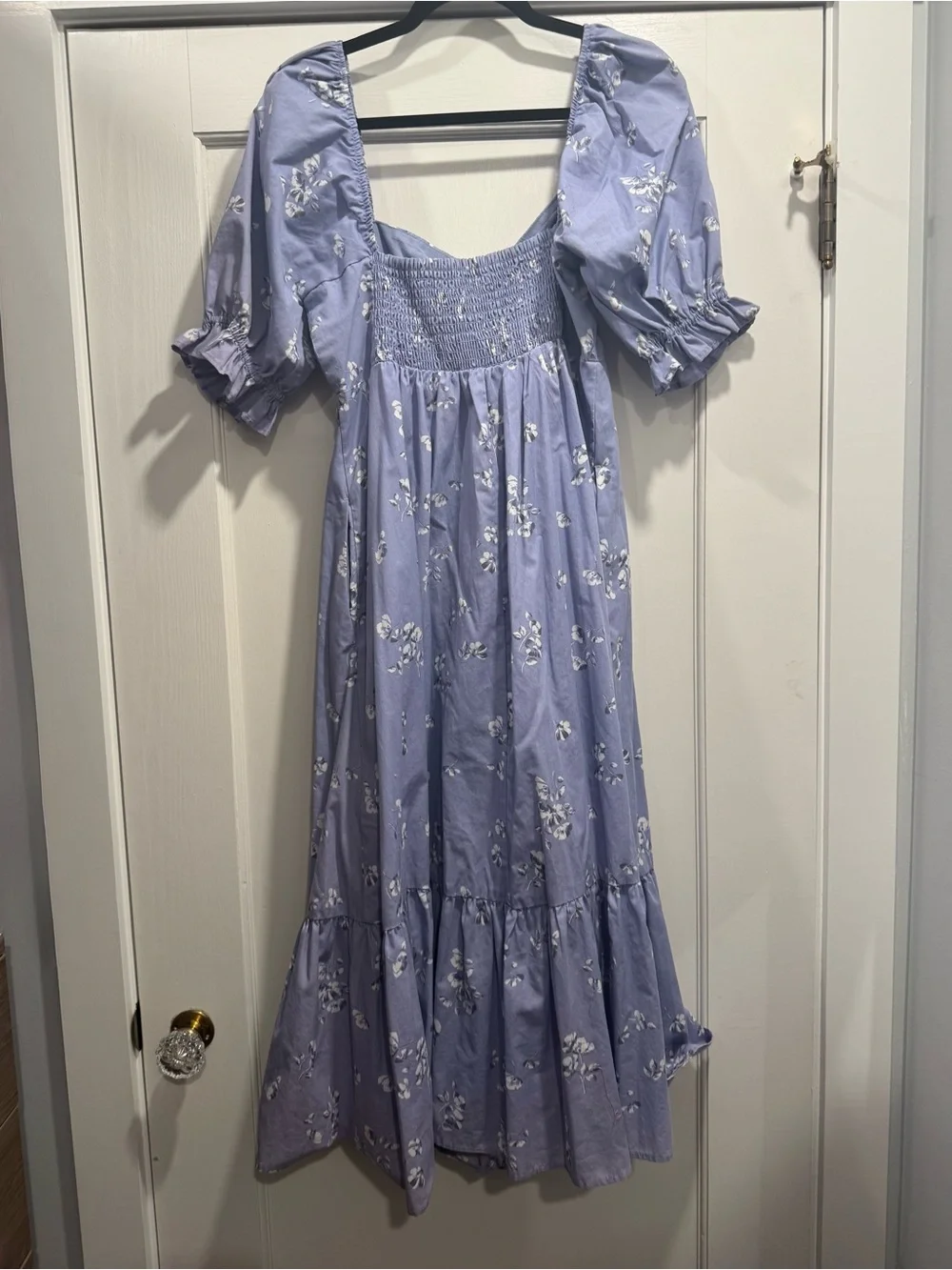 Abercrombie Emerson Maxi Dress Smocked Large Periwinkle Floral Cottagecore Boho